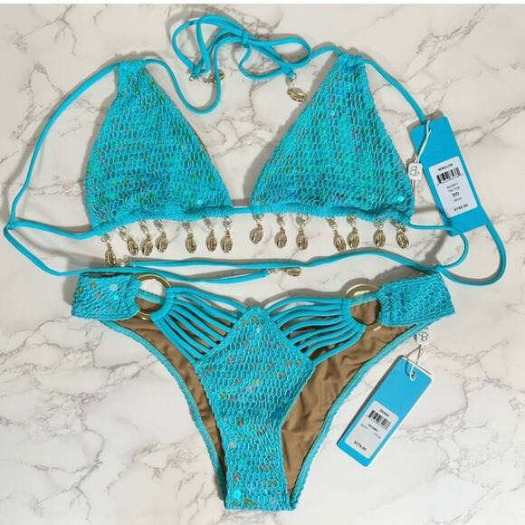 Beach Bunny Winslow Tri Top DD & Deana Skimpy Bottom L $366 - Picture 11 of 13